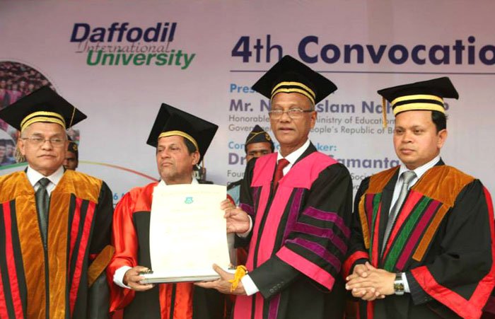 Dr. A Samanta, Founder, KIIT & KISS receiving the Honorary Doctorate of Letters (D.Litt) at Daffodil International University