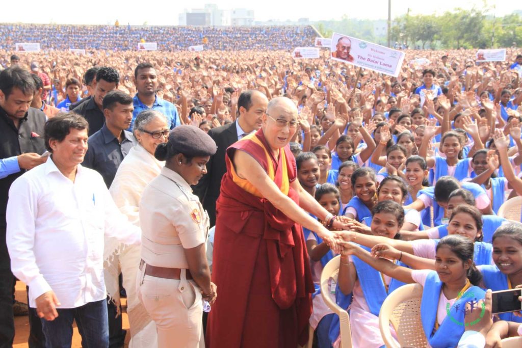 His Holiness The Dalai Lama with KISS students