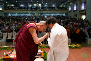 His Holiness The Dalai Lama addressing the tibetan people from Odisha at KIIT University Bhubaneswar