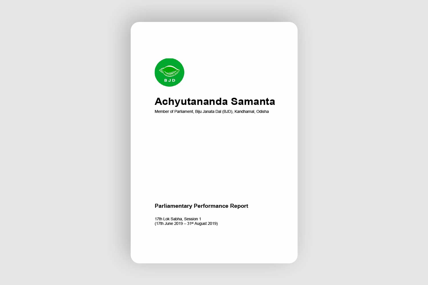 Achyuta Samanta MP Report June-August 2019