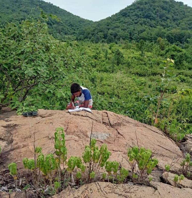 Student Studying on mountains