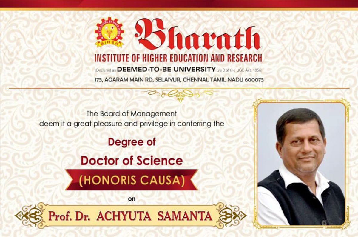 Doctorate Bharath Institute of Higher Education and Research Achyuta Samanta
